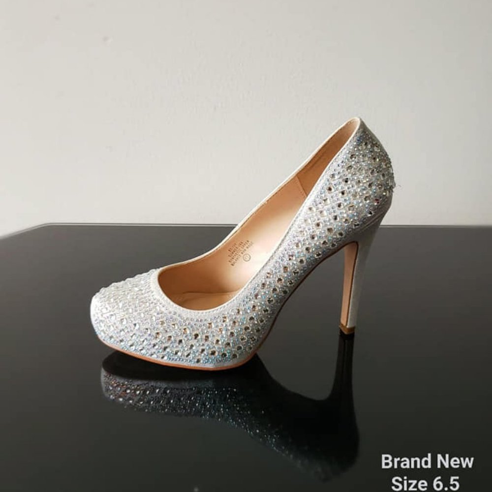 Silver Rhinestone Studded Stiletto